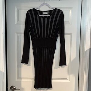 Calvin Klein Dark Gray/Gray Long Sleeve Dress